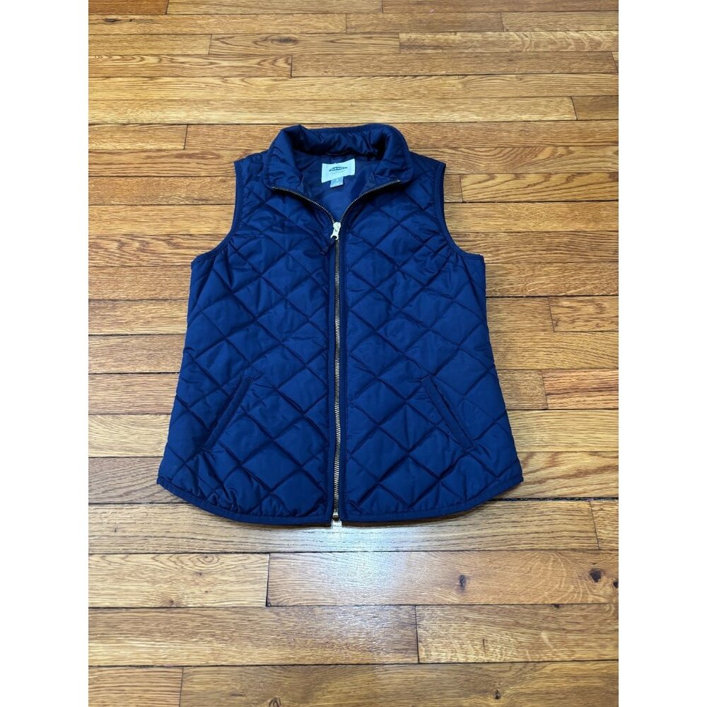 Old Navy Womens Quilted Vest Size XS Blue Full Zip Insulated Casual Outdoors